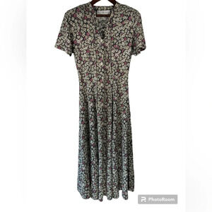 VTG Maggie Lawerence Ditzy Floral Fit & Flare Midi Cottagecore Grannycore Size M